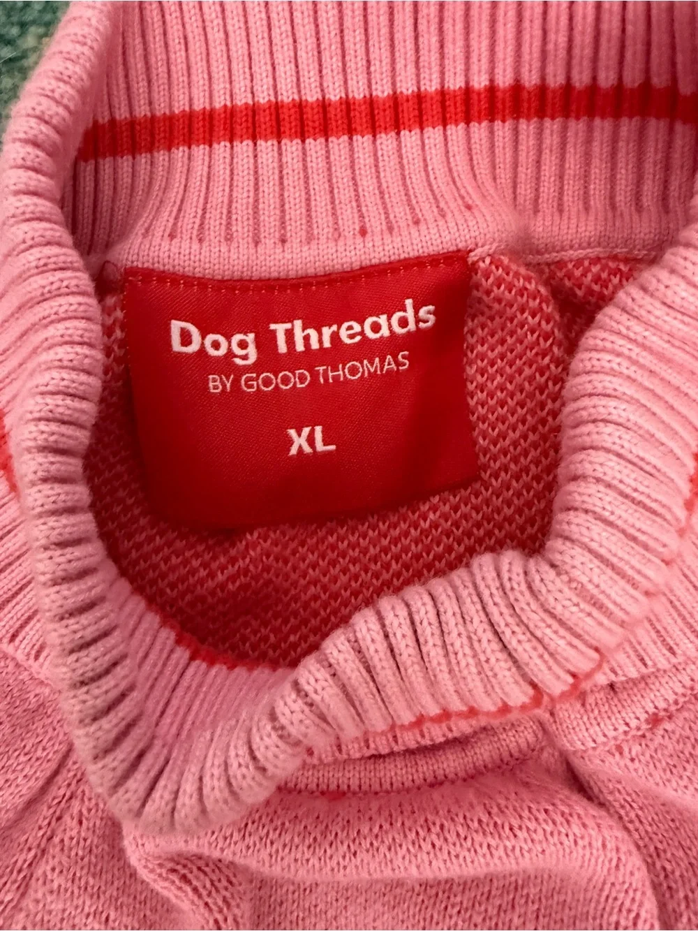 Foxy Pattern Red & Green Knit Dog Sweater - Brand Unknown